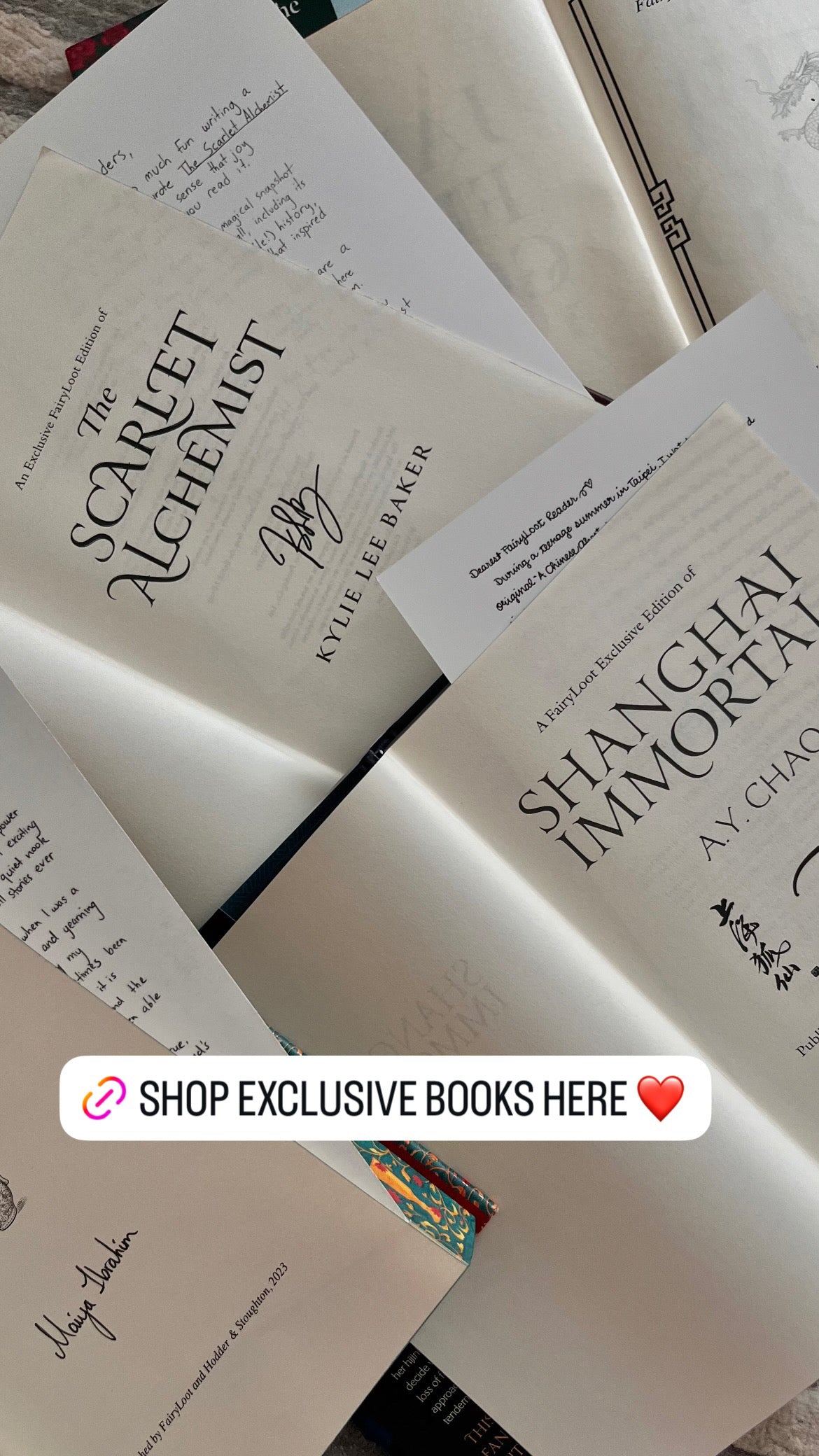 Limited edition and rare books displayed on a wooden shelf