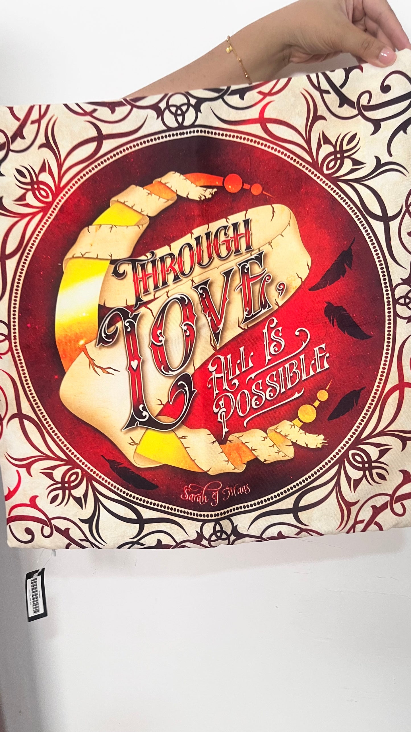 Product packaging with decorative design and text on a white background