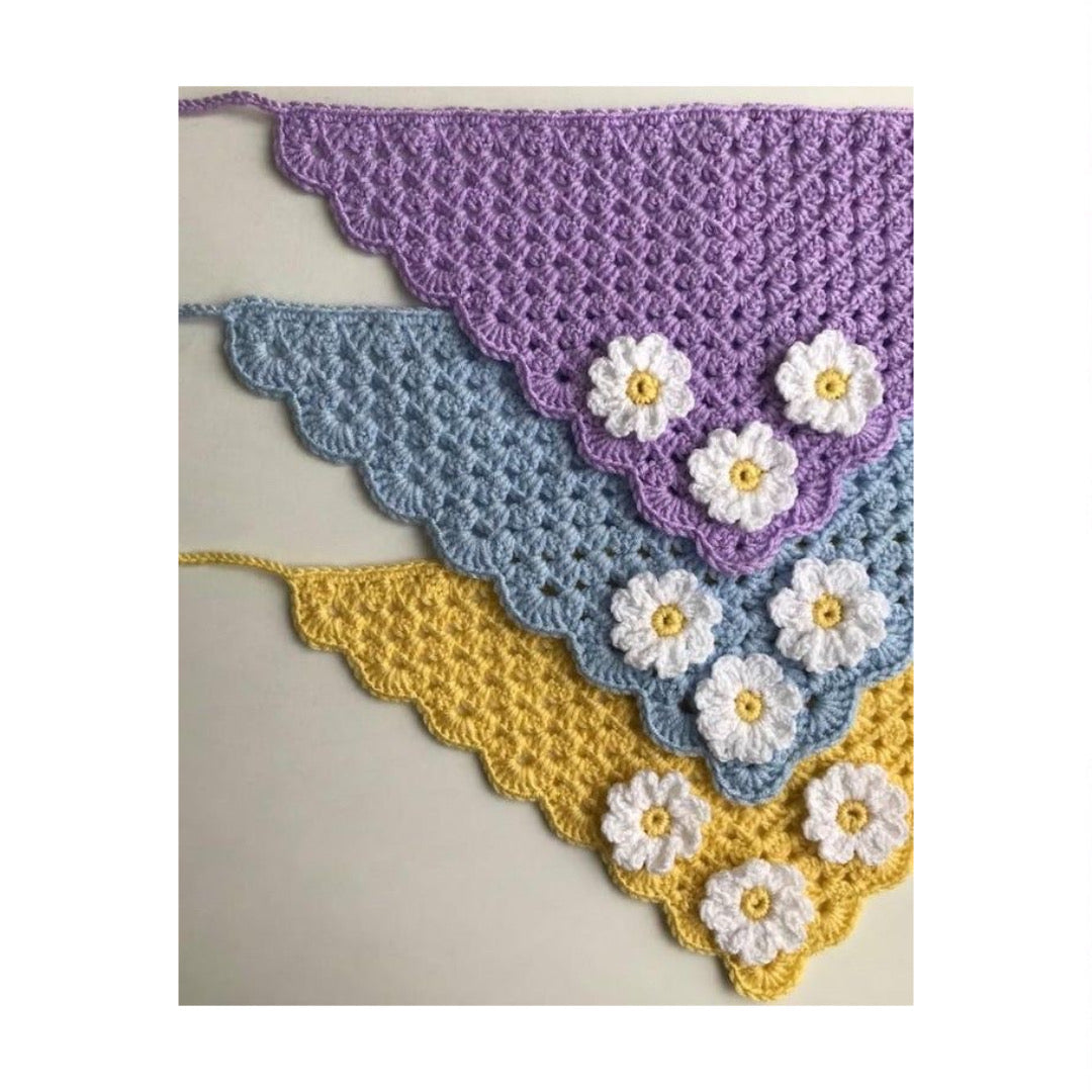 Handmade crochet head scarf or bandana in breathable yarn