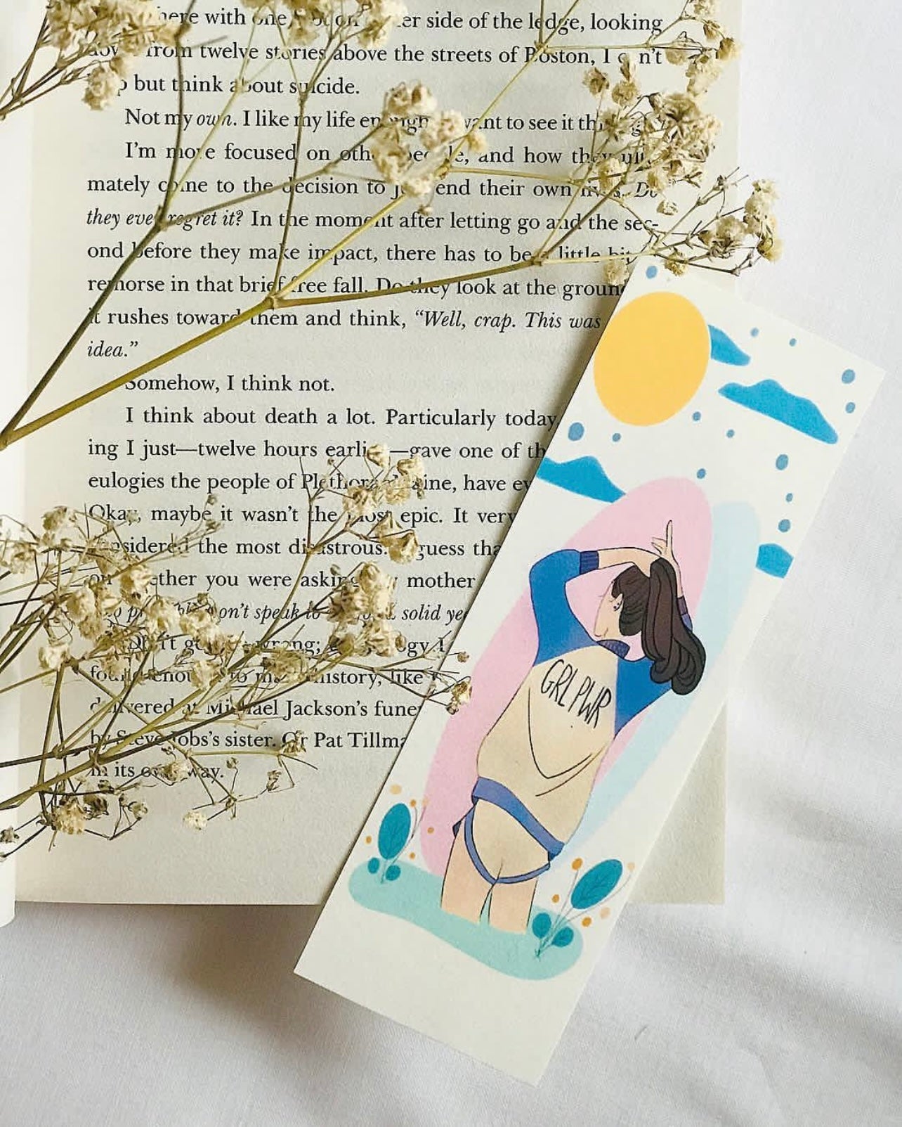 Bookmark with “Girl Pwr” design in bold colors