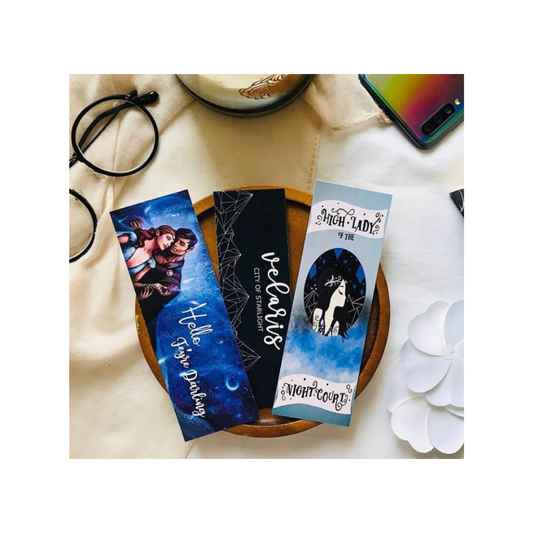 Set of 3 ACOTAR bookmarks featuring characters and fantasy motifs


