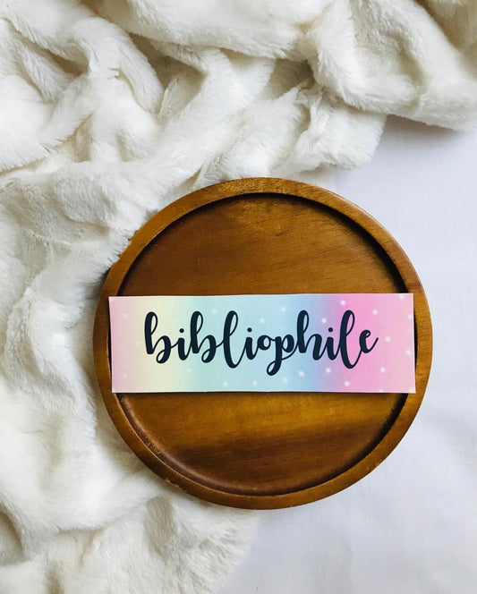 Bookmark with the word “Bibliophile” in elegant font