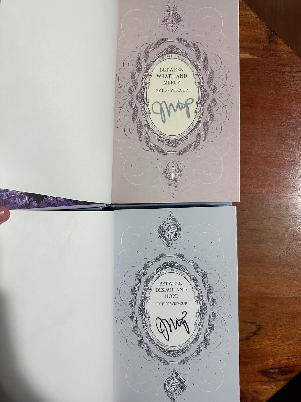 Bookish book: Between wrath and mercy by Jess Wisecup (Hardcover)