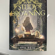 Book cover of 'Study in Drowning' by Ava Reid with a silhouette of a person and text.
