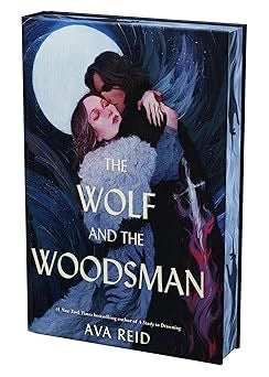 Book cover of 'The Wolf and the Woodsman' by Ava Reid with a dark fantasy design.