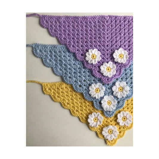 Handmade crochet head scarf or bandana in breathable yarn