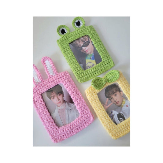 K-pop inspired crochet selca holder with keychain ring