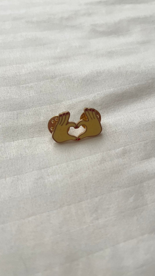 Heart Hand enamel pin