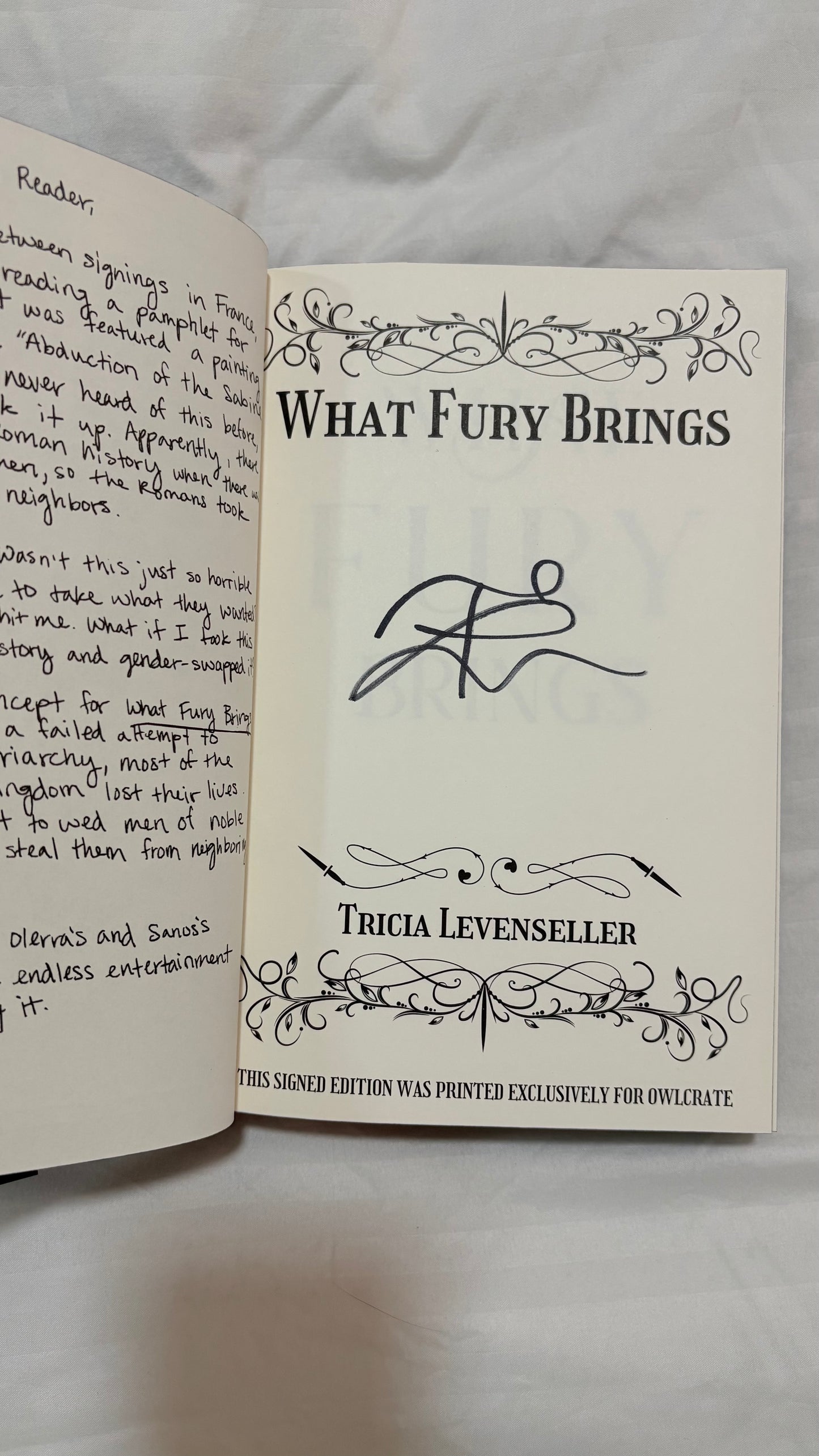 Owlcrate: What fury brings by Tricia Levenseller (Hardcover)
