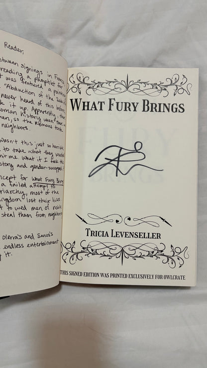 Owlcrate: What fury brings by Tricia Levenseller (Hardcover)