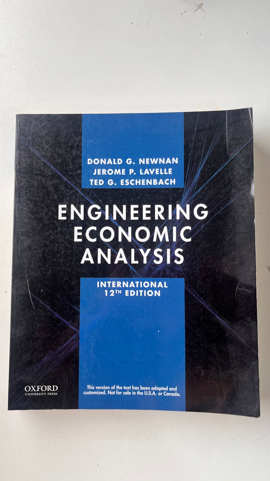 Engineering Economic Analysis by Donald G. Newnan (Paperback)