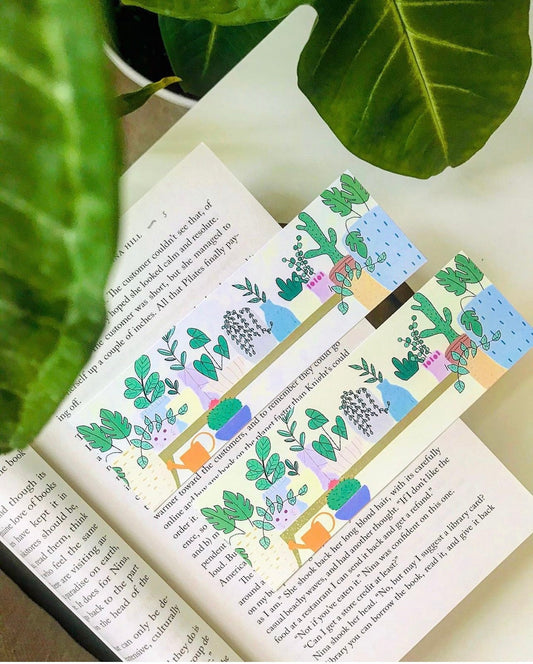 Bookmark with plant illustrations and greenery