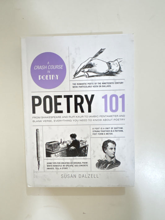 Book titled 'Poetry 101' by Susan Dalzell on a white background