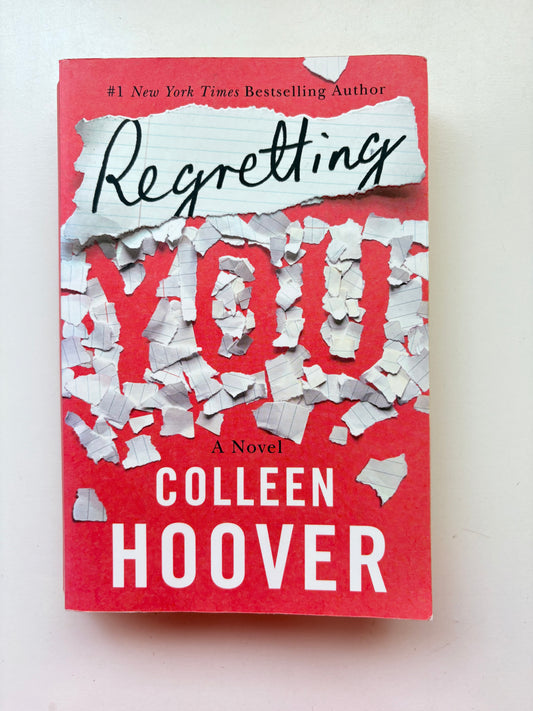 Book cover of 'Regretting You' by Colleen Hoover with red background and white text.