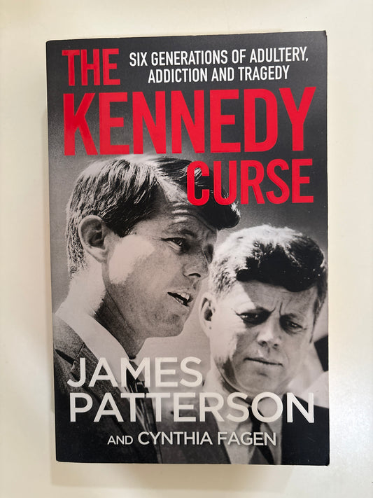 Book cover of 'The Kennedy Curse' with black and white photo and red text on a white background