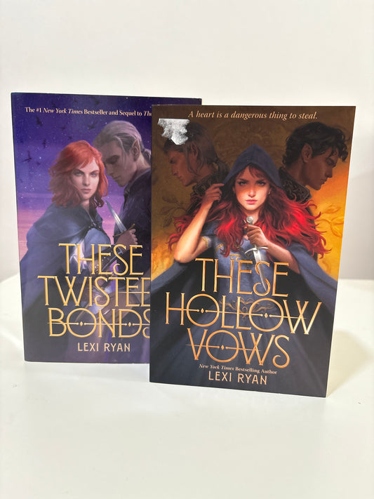 Two books titled 'These Hollow Vows' and 'These Wise Bonds' by Lexi Ryan on a white background.
