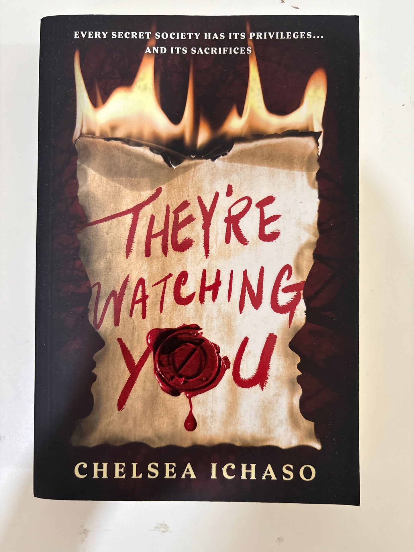 Book cover of 'They're Watching You' by Chelsea Ichaso with a dark and ominous design.