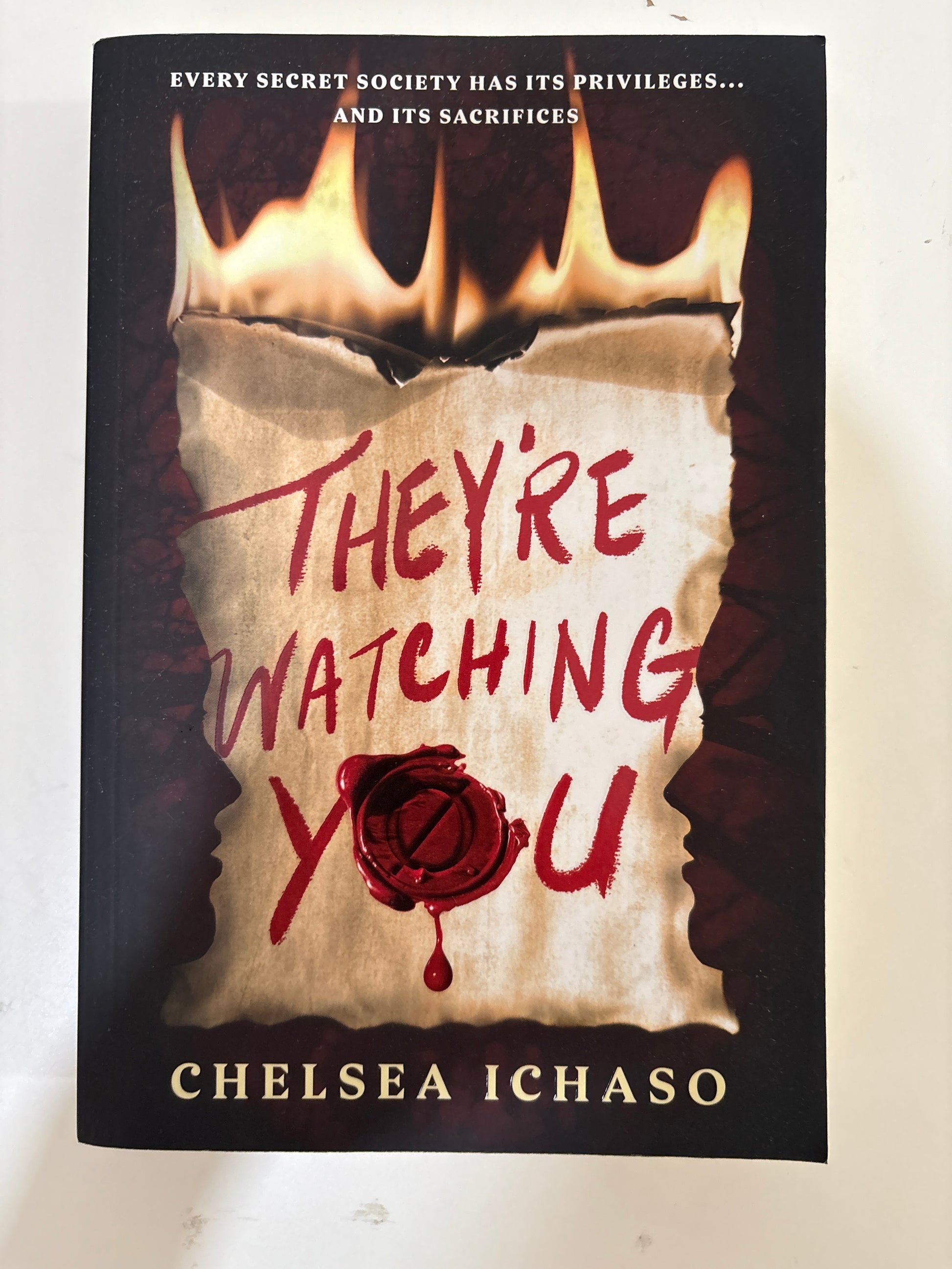 Book cover of 'They're Watching You' by Chelsea Ichaso with a dark and ominous design.