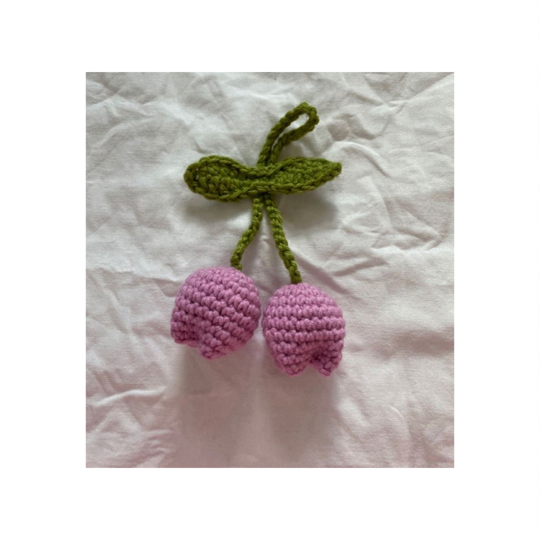 Handmade crochet Tulip character hanging plush with keychain ring